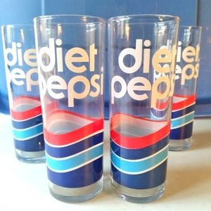 Vintage diet pepsi tall glasses, set of 4